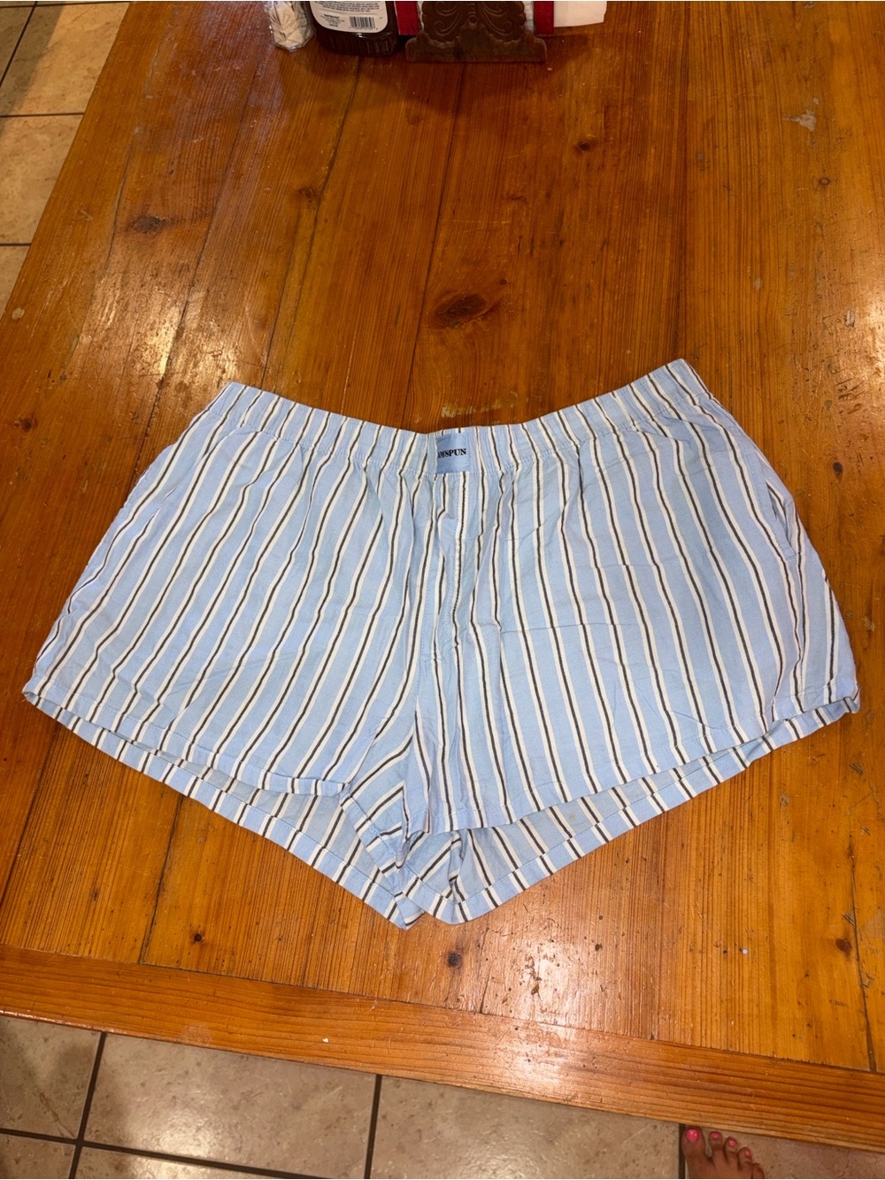 High-Waist Light Blue Striped Women’s Shorts